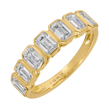 Load image into Gallery viewer, 14K Yellow Gold Lab Grown Emerald Bezel Half Eternity Band
