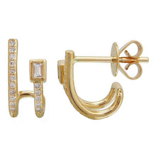 Load image into Gallery viewer, 14K Yellow Gold Diamond and Baguette Lobe Studs
