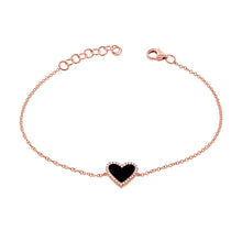 Load image into Gallery viewer, 14k Gold Diamond Black Onyx Heart Bracelet
