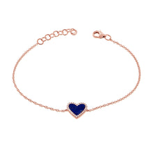 Load image into Gallery viewer, 14K Gold and Diamond Lapis Heart Bracelet
