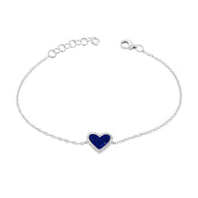 Load image into Gallery viewer, 14K Gold and Diamond Lapis Heart Bracelet
