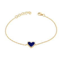 Load image into Gallery viewer, 14K Gold and Diamond Lapis Heart Bracelet
