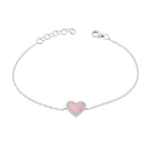 Load image into Gallery viewer, 14K Gold Diamond Pink Opal Heart Bracelet
