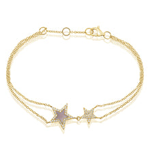 Load image into Gallery viewer, 14k Yellow Gold Diamond Mother of Pearl Star Bracelet
