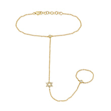 Load image into Gallery viewer, 14K Yellow Gold Diamond Star of David Hand Chain
