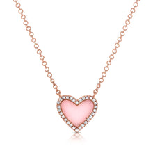 Load image into Gallery viewer, 14K Gold Medium Pink Opal Heart Necklace
