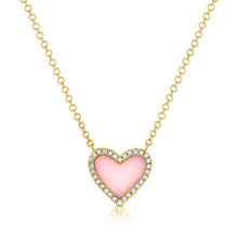 Load image into Gallery viewer, 14K Gold Medium Pink Opal Heart Necklace
