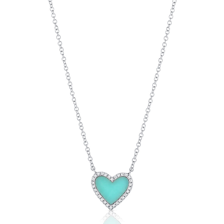 14K Gold Medium Turquoise Heart