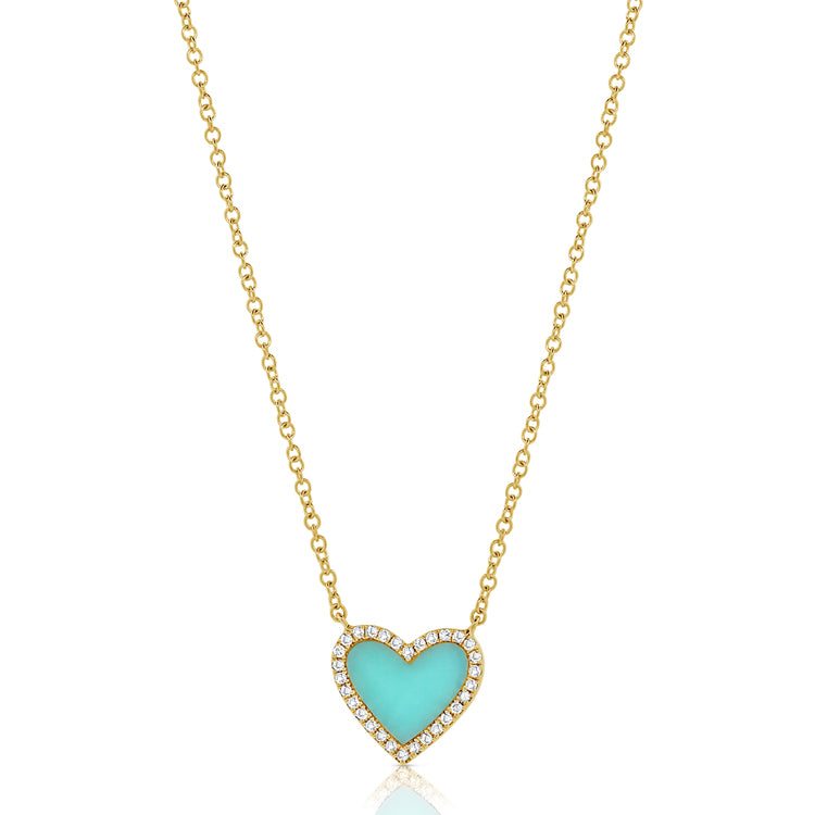 14K Gold Medium Turquoise Heart
