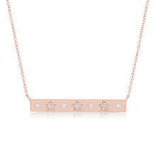 Load image into Gallery viewer, 14K Gold Bar Necklace with Diamond Stars
