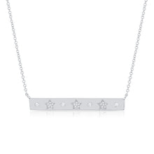 Load image into Gallery viewer, 14K Gold Bar Necklace with Diamond Stars
