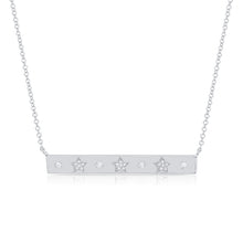 Load image into Gallery viewer, 14K Gold Bar Necklace with Diamond Stars
