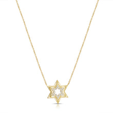 Load image into Gallery viewer, 14K Yellow Gold Diamond Star of David Necklace
