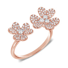 Load image into Gallery viewer, 14K Gold Diamond Double Flower Open Ring
