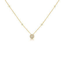 Load image into Gallery viewer, 14K Gold Diamond Circle with Diamond Halo Necklace
