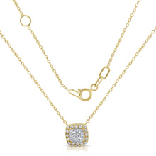 Load image into Gallery viewer, 14K Gold Diamond Necklace with Cushion Halo
