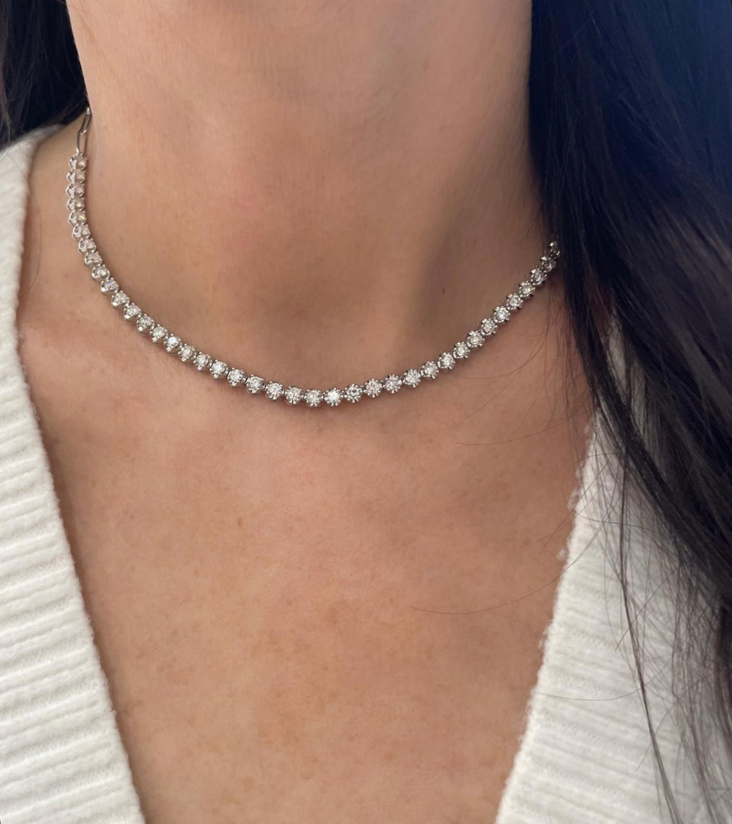 14K White Gold Paperclip 4ct Tennis Necklace