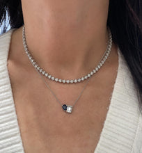 Load image into Gallery viewer, 14K White Gold Paperclip 4ct Tennis Necklace
