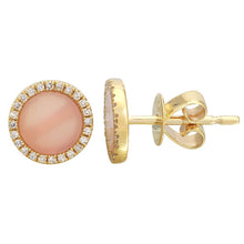 Load image into Gallery viewer, 14K Gold Pink Opal Circle Studs
