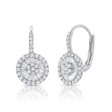 Load image into Gallery viewer, 14K Gold and Diamond Round Lever Back Earrings
