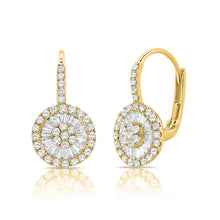 Load image into Gallery viewer, 14K Gold and Diamond Round Lever Back Earrings

