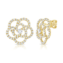 Load image into Gallery viewer, 14K Gold Diamond Large Flower Stud Earrings
