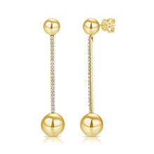 Load image into Gallery viewer, 14K Yellow Gold Ball Diamond Stick Earrings
