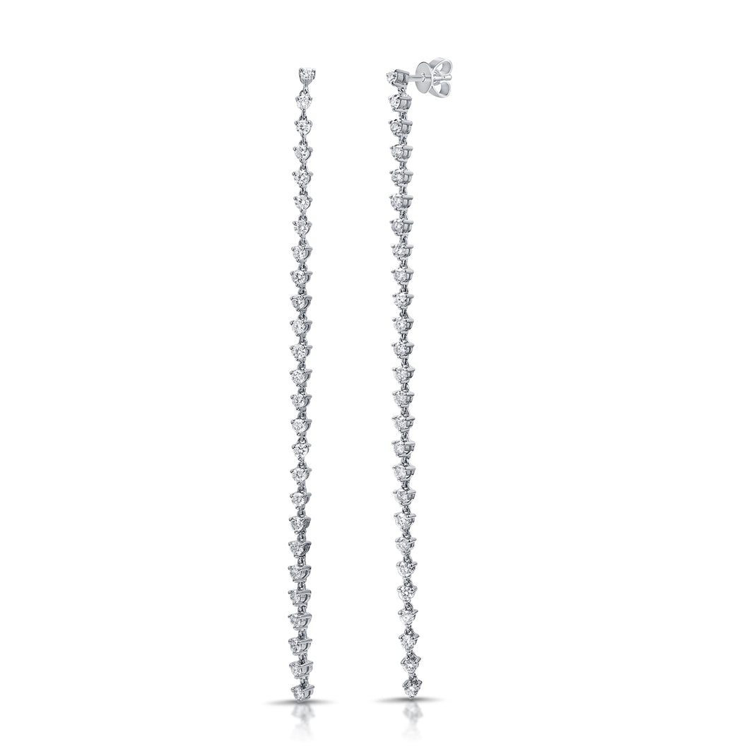 14K Gold 3 Prong Diamond Drop Earrings