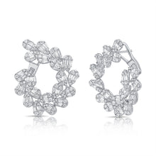 Load image into Gallery viewer, 14K White Gold Diamond Baguette Double Scoop Earrings
