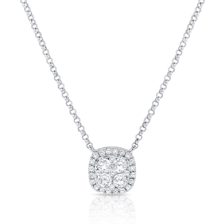 14K Gold Square Cut Diamond Necklace