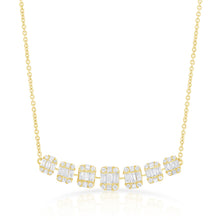 Load image into Gallery viewer, 14K Yellow Gold Rectangle Baguette Curved Bar Necklace
