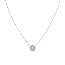 Load image into Gallery viewer, 14K White Gold Baguette Flower Necklace
