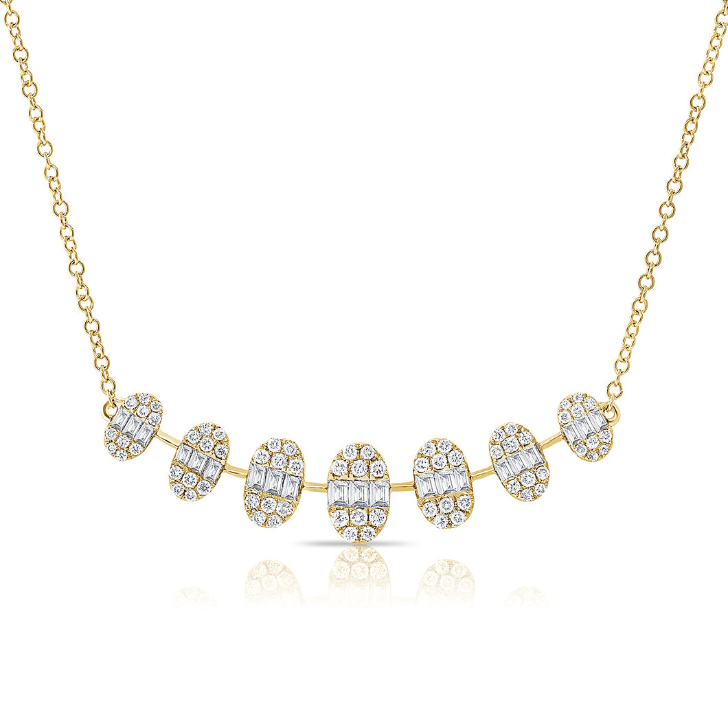 14K Gold Baguette Diamond Bar Necklace