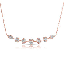 Load image into Gallery viewer, 14K Gold Multi-Shape Baguette Diamond Bar Necklace
