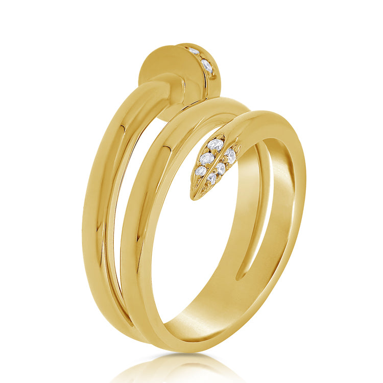 14K Gold Extra Large Nail Ring with Diamonds
