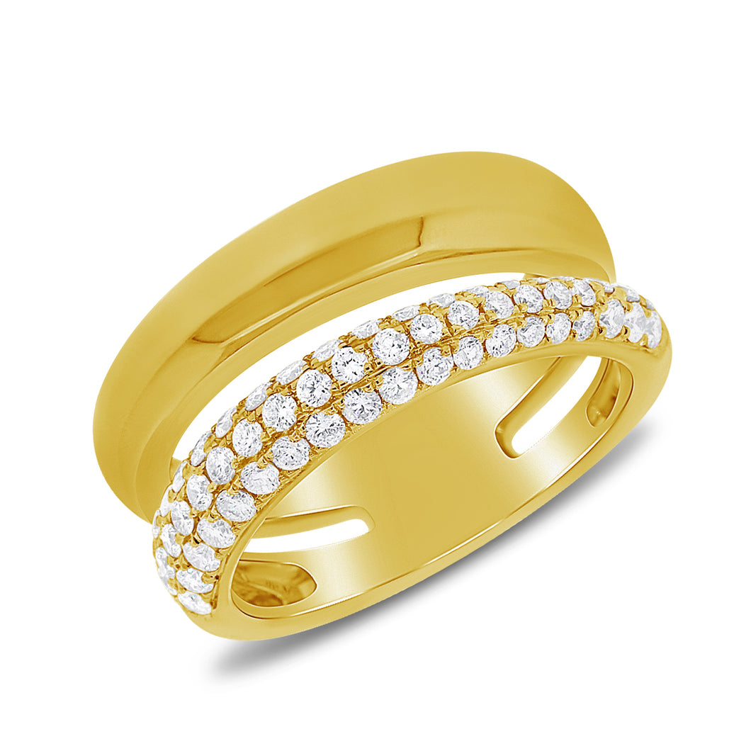 14K Gold Double Diamond and Gold Ring