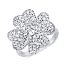 Load image into Gallery viewer, 14K White Gold Diamond With Diamond Center Large Flower Ring
