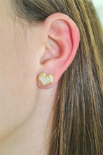 Load image into Gallery viewer, 14K Yellow Gold Geometric Diamond Heart Studs

