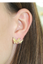 Load image into Gallery viewer, 14K Yellow Gold Diamond Butterfly Studs
