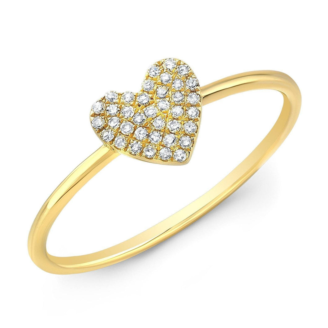 14K Gold Diamond Medium Heart Ring