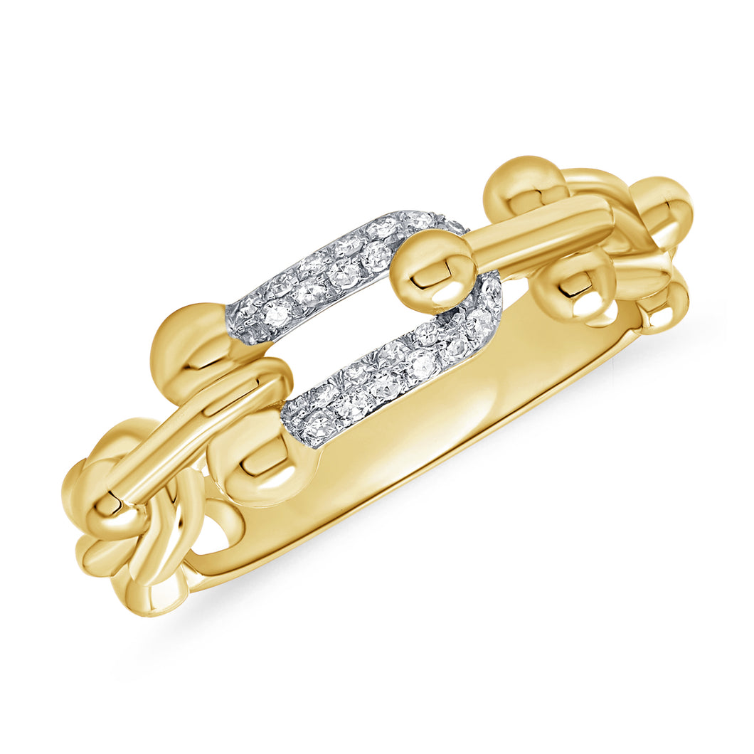 14k Gold Chain Ring with Diamond Link