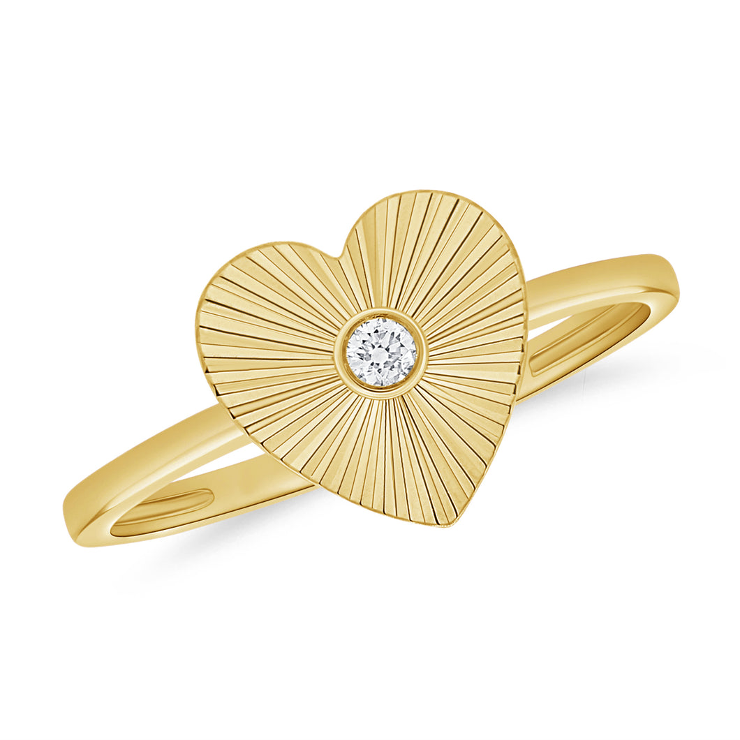 14K Yellow Gold Fluted Heart Ring