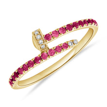 Load image into Gallery viewer, 14K Yellow Gold Diamond Pink Sapphire Nail Ring
