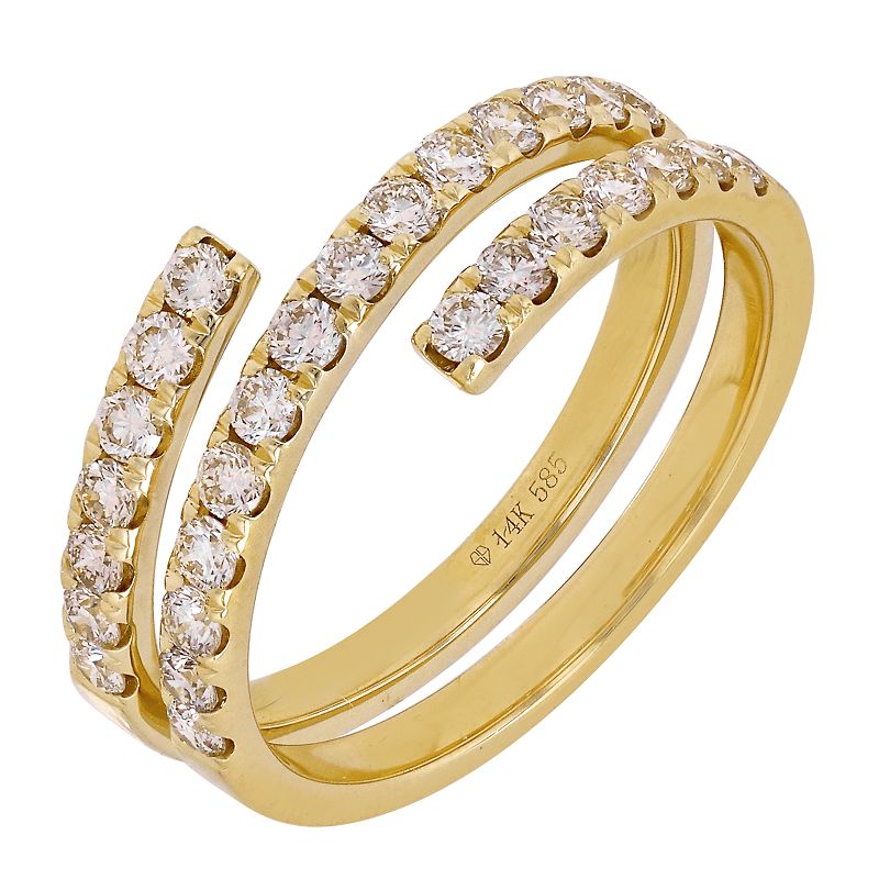 14K Yellow Gold Diamond Wrap Around Ring