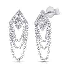 Load image into Gallery viewer, 14K Gold Diamond Triangle Chain Earrings
