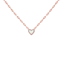 Load image into Gallery viewer, 14K Yellow Gold Paperclip Mother of Pearl Heart Necklace
