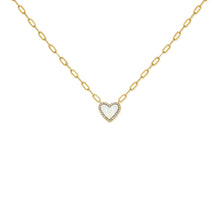 Load image into Gallery viewer, 14K Yellow Gold Paperclip Mother of Pearl Heart Necklace
