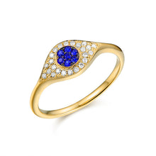 Load image into Gallery viewer, 14K White Gold Evil Eye Ring
