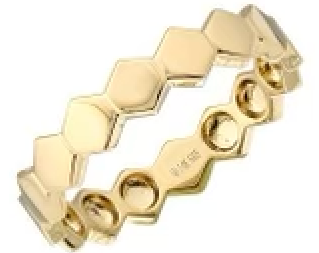 14K Yellow Gold Hexagon Ring