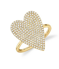 Load image into Gallery viewer, 14K Gold Diamond Medium Elongated Heart Ring

